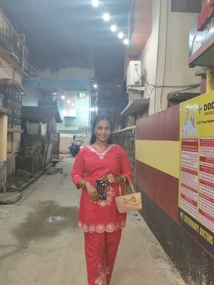 Red Embroidered Kurta Set