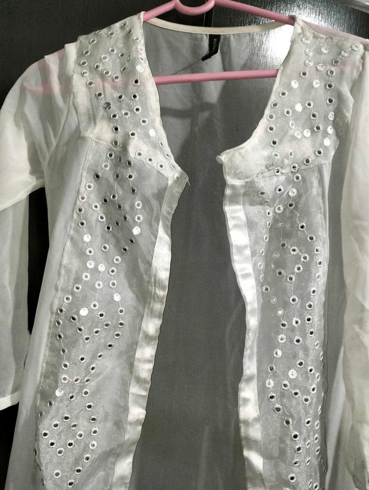 Elegant White Long Shrug