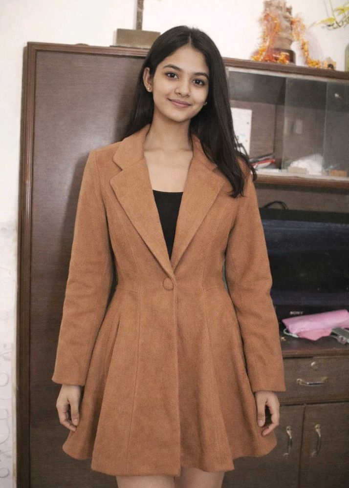 Brown Fit &amp; Flare Coat