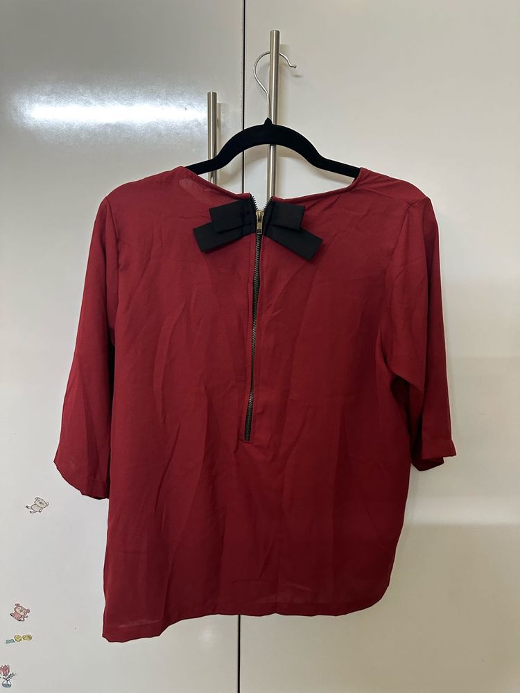 XL size miss Chase Maroon Top With Back Tie
