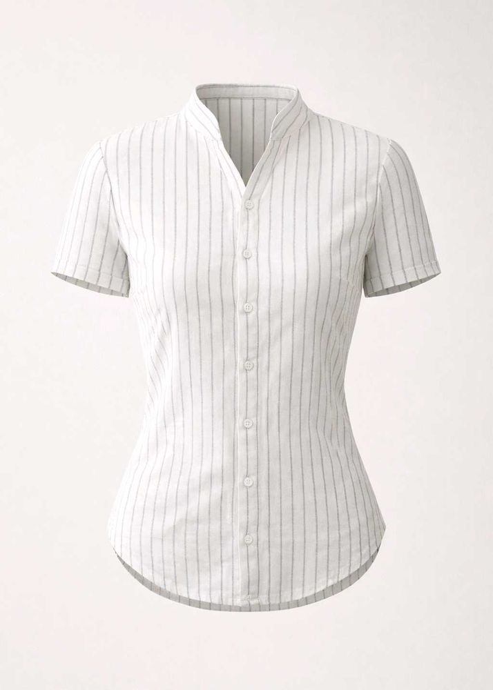 Striped White Short Sleeve Shirt