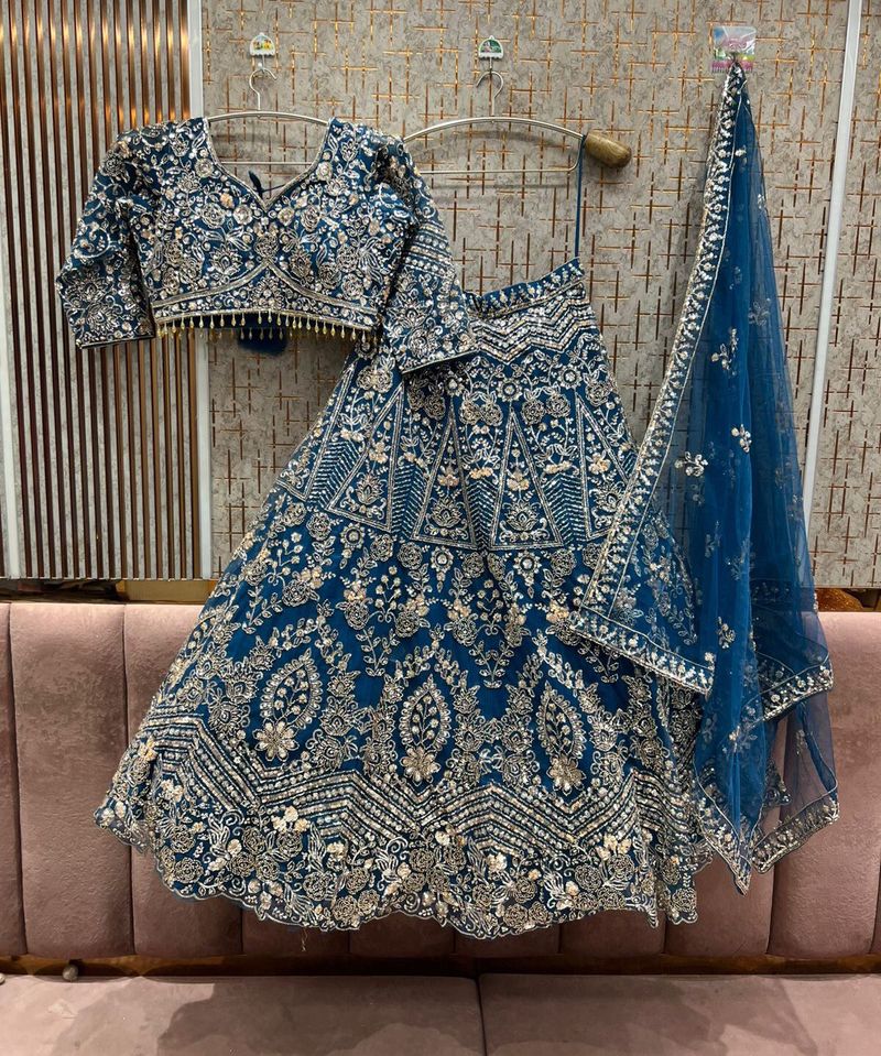 Elegant Blue Lehenga Choli With Dupatta