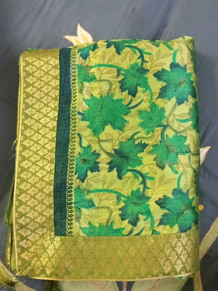 Green Floral Pattern Saree