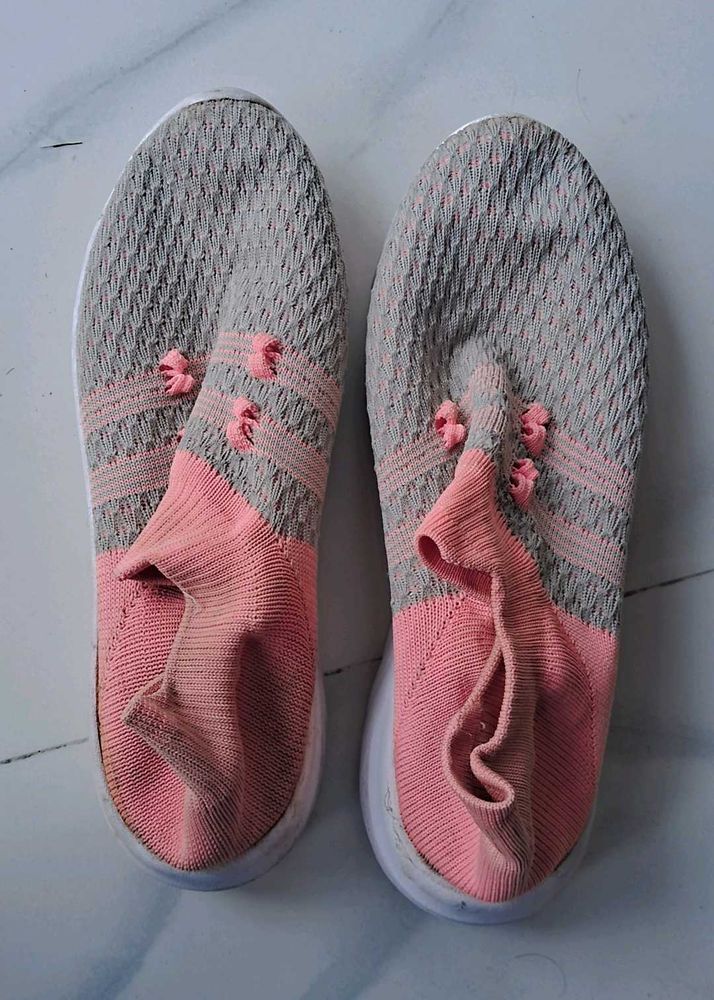 Pink &amp; Grey Slip-On Sneakers
