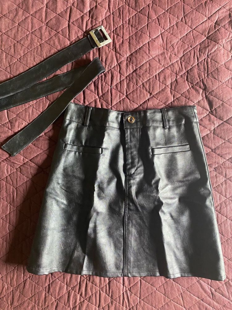 Black Faux Leather Skirt