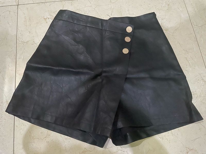 High waisted Faux Leather Skort