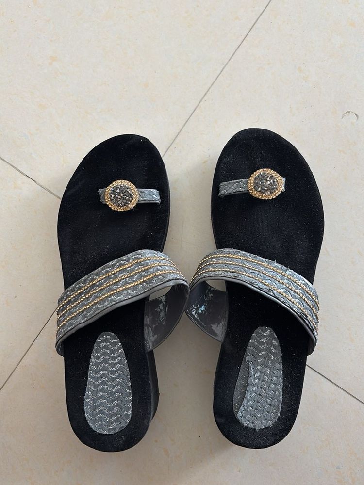 Elegant Black Embellished Flats