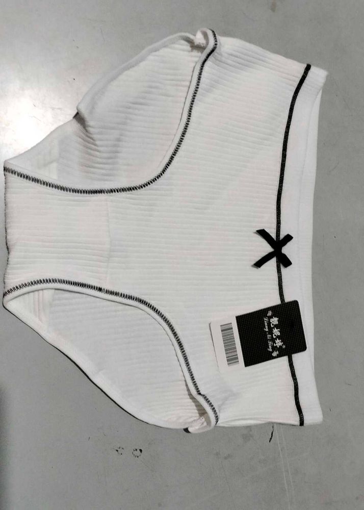 White Ribbed Panties with Bow