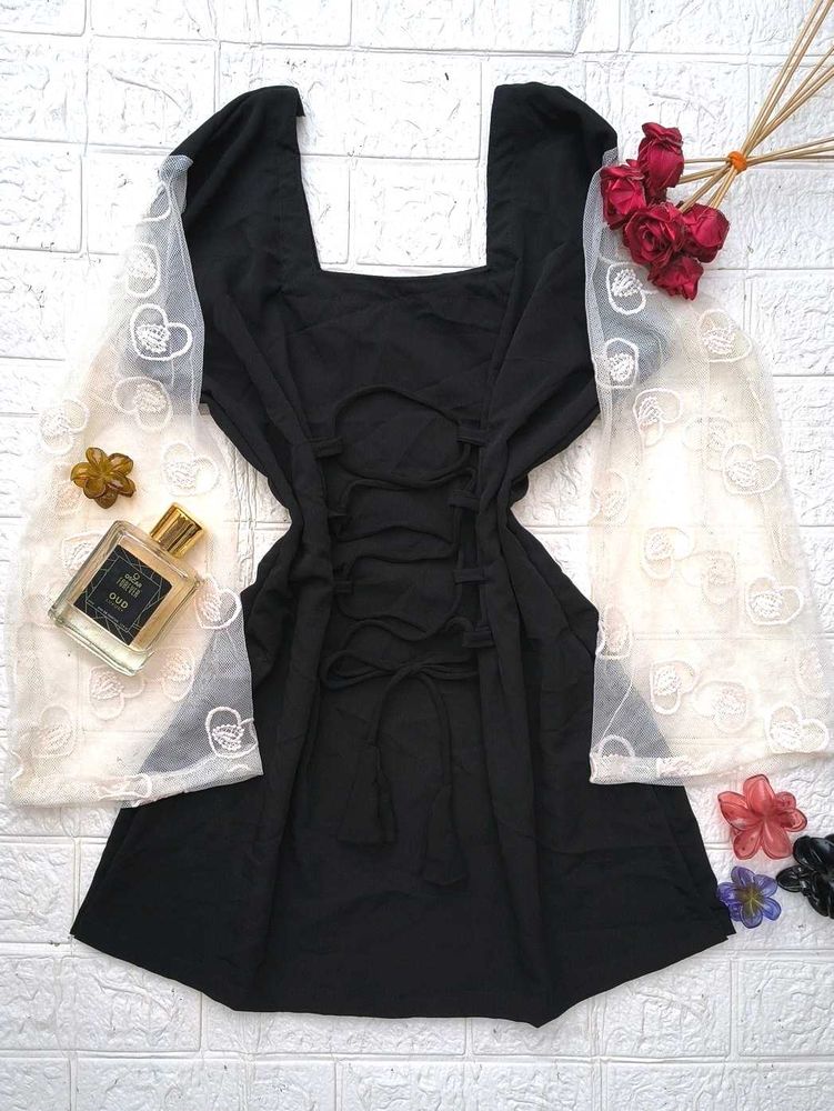 Corset Back Net Sleeves Kurti🖤