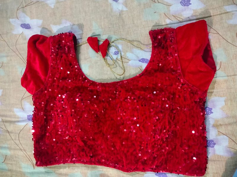 Red Velvet Padded Blouse