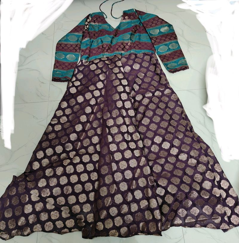 New Purple And Turquoise Beautiful Long Dres