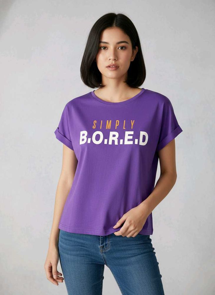💜Purple Graphic Print T-Shirt