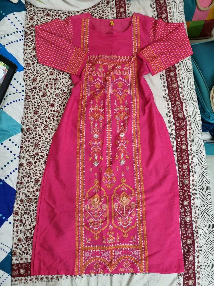 Pink Printed Kurta