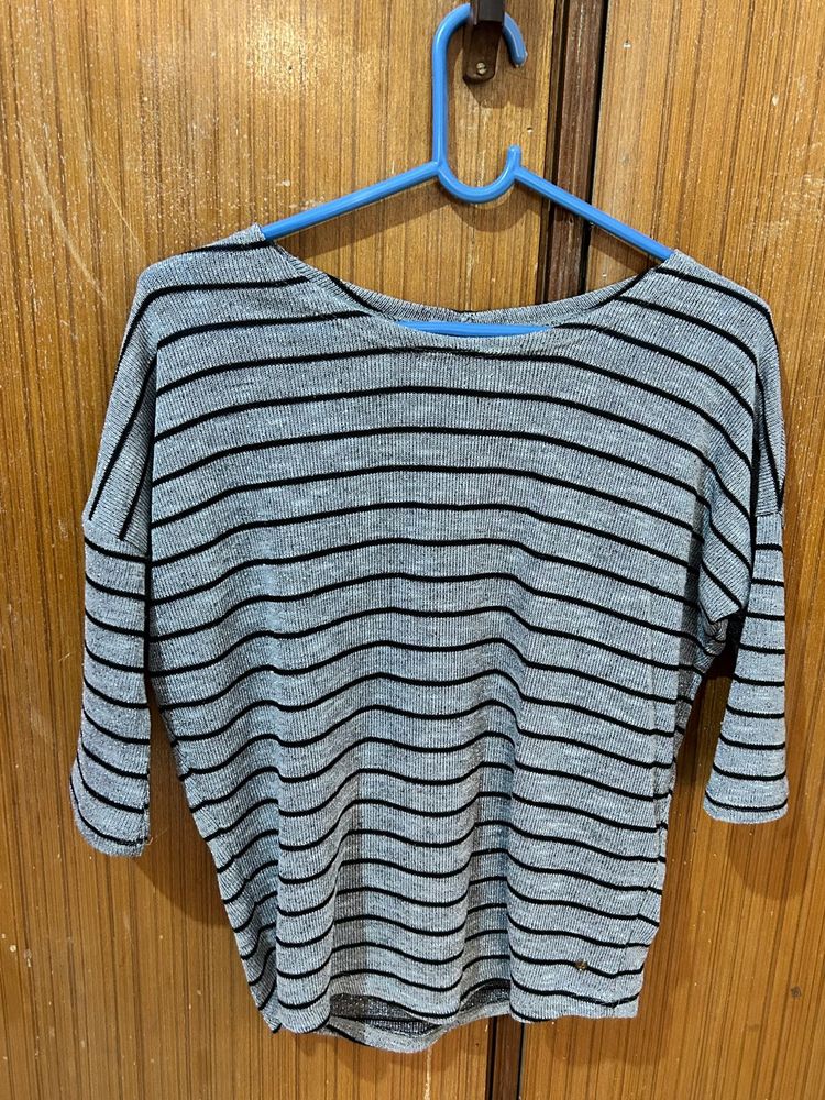 Nuon Striped Grey Top