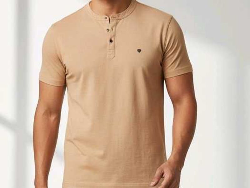 Casual Nude colour Henley T-Shirt