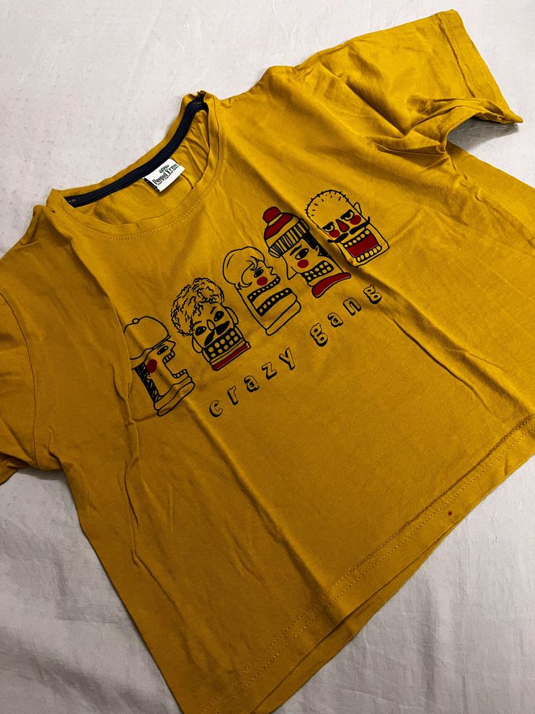 Mustard Boxy Fit Crop Top