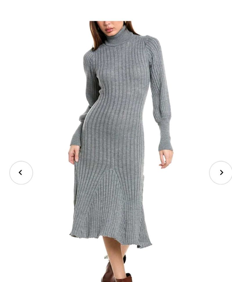 Stylish Gray Knit Midi Dress