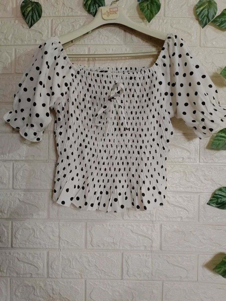 💥Polka Dot Puff Sleeve Top