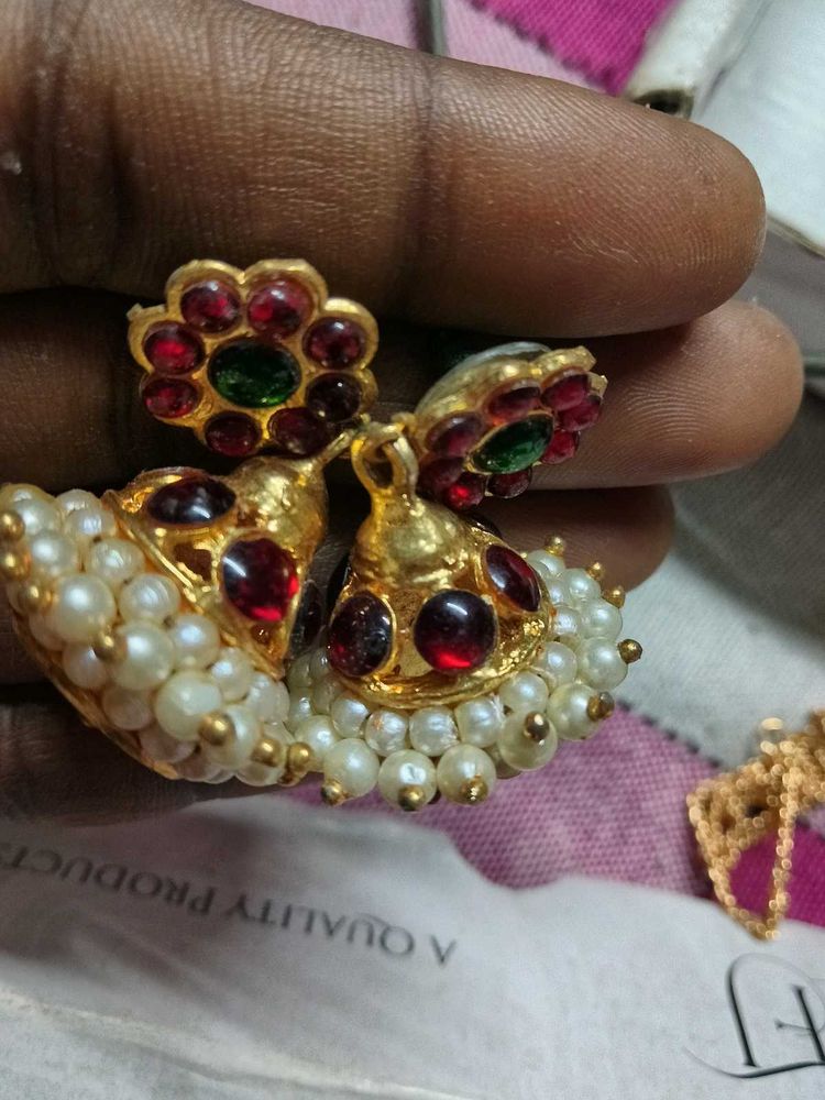 Pearl &amp; Stone Earrings