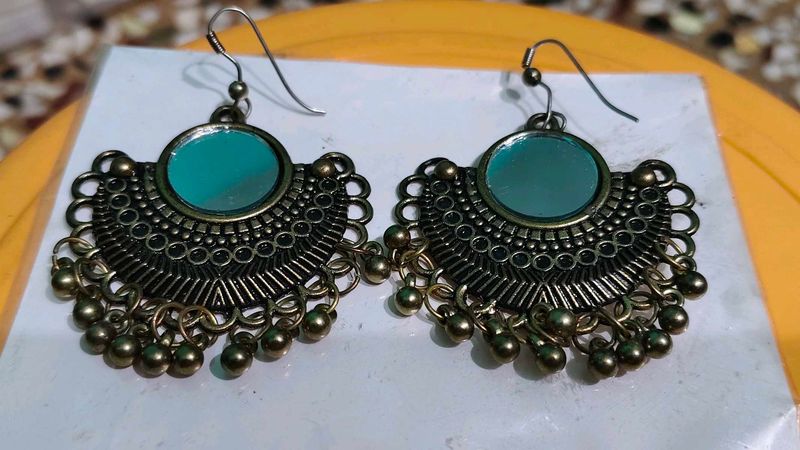 Vintage-Inspired Teal Accent Earrings