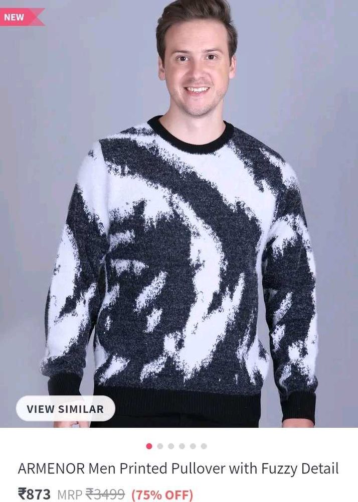 ARMENOR Men Printed Pullover with Fuzzy Detail