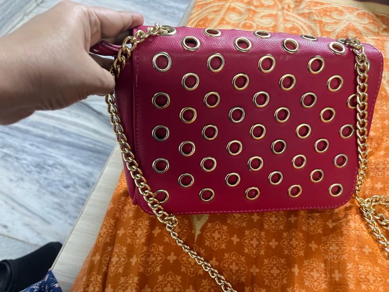 Red Grommet Chain Bag