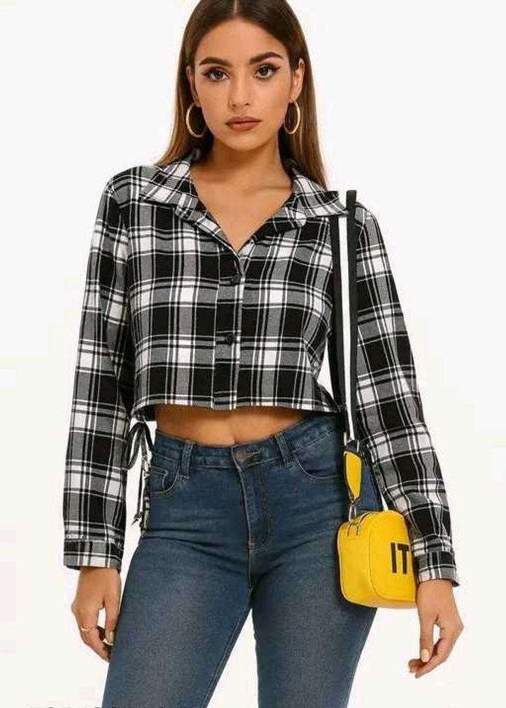 Plaid Crop Top with Tie Detail..🎀