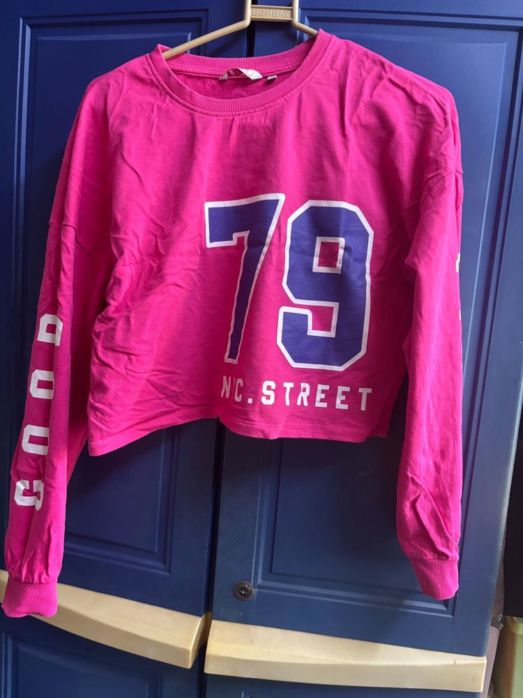 Ginger Hot pink full sleeve crop top