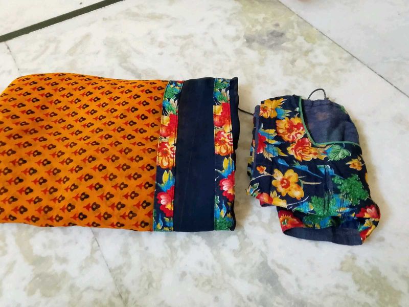 Nevy Blue Saree With Blouse