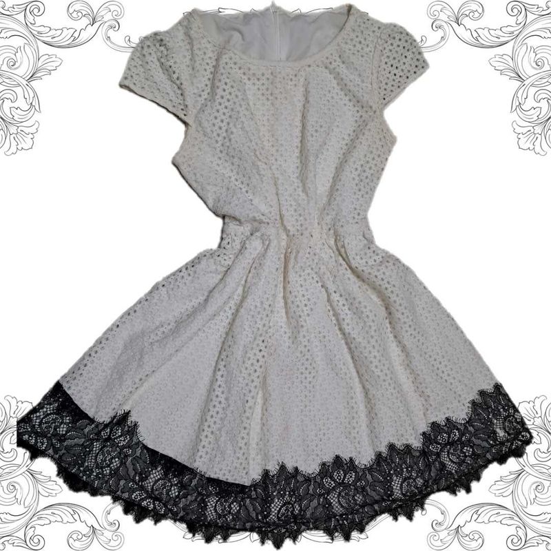 Old Money Aesthetic White Lace Fit &amp; Flare Dress