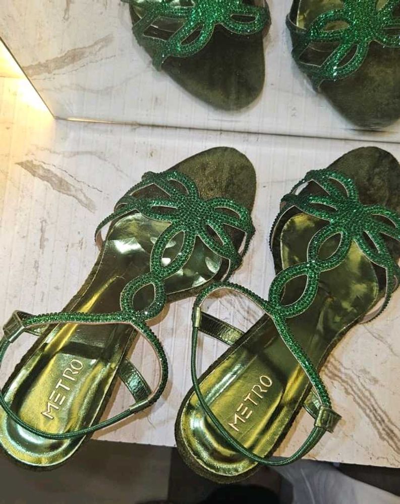 Metro Embellished Green Heels.