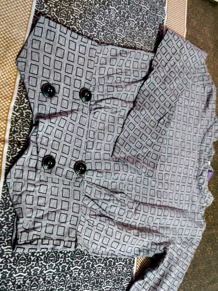Patterned Grey Crop Top