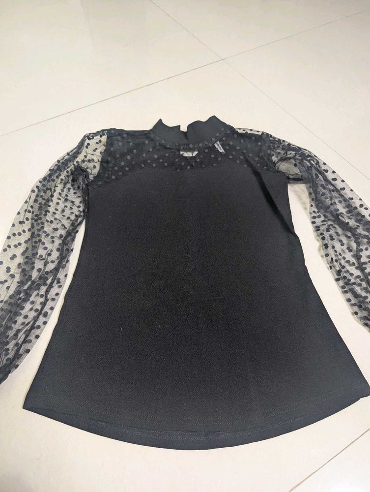 Stylish Black Top Sheer Sleeves