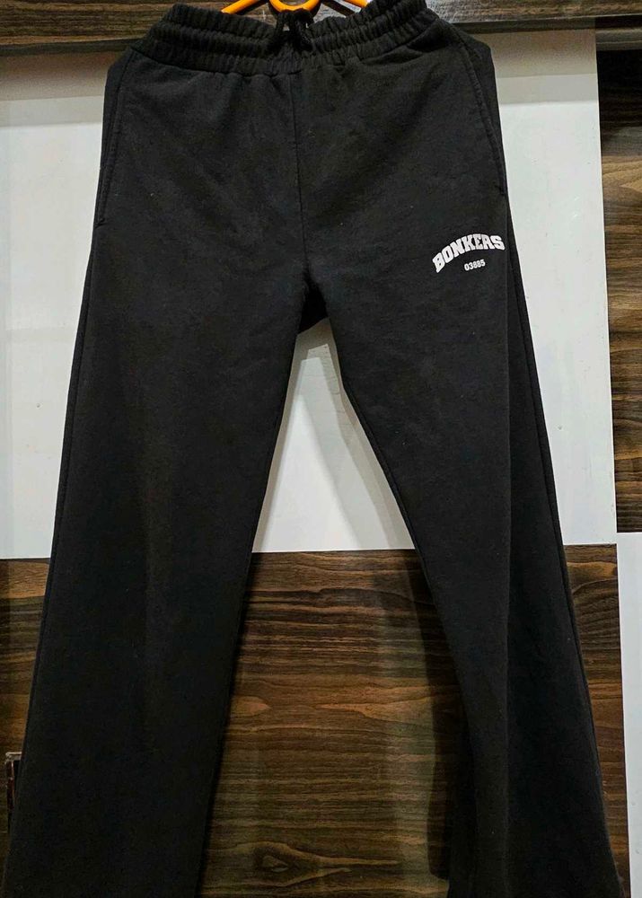 BONKERS corner BLACK WIDE-LEG SWEATPANTS