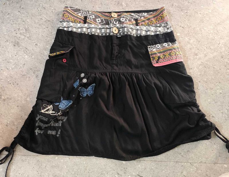 Patchwork detail Ruched skirt