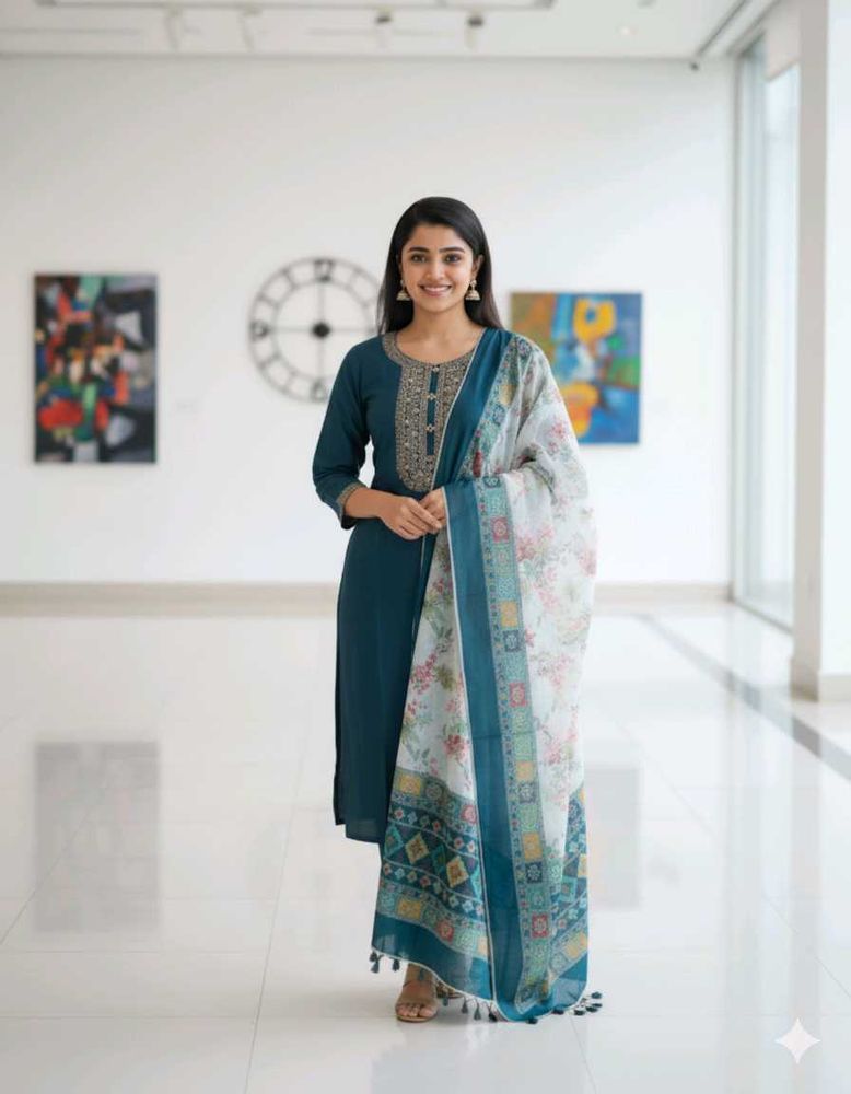 Elegant Teal Kurta Set ,XS Size