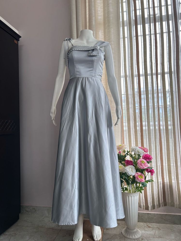 Grey Satin Gown