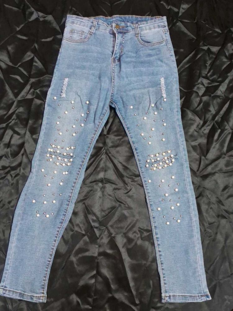 Pearl Embellished Jeans