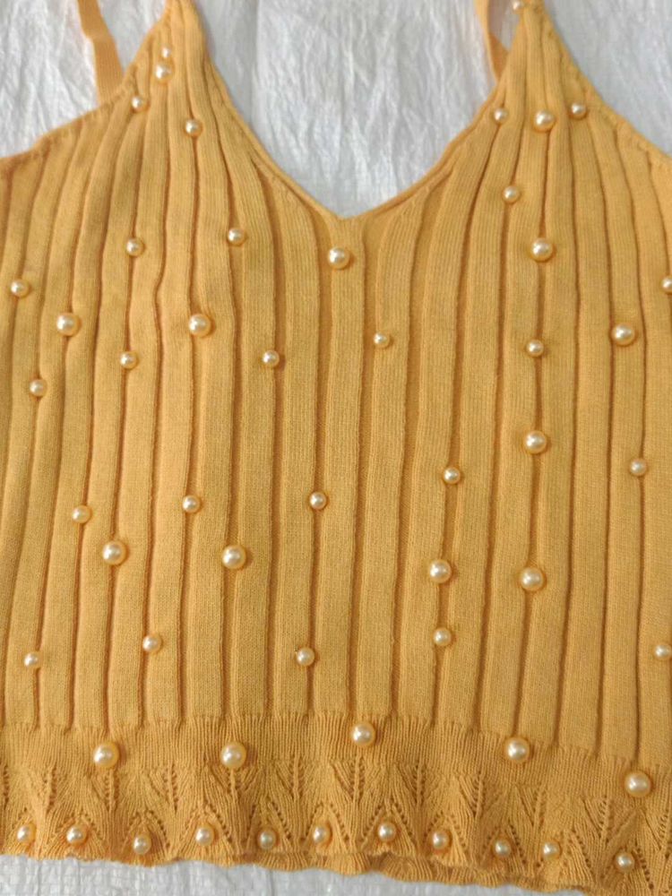 Pearl Embellished Knit Tank