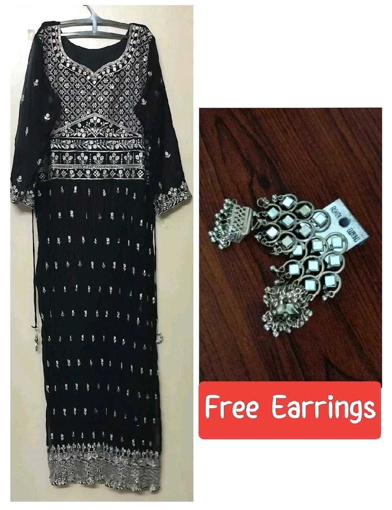 Women&#39;s Sequined Black Kurta Pajama with Dupatta