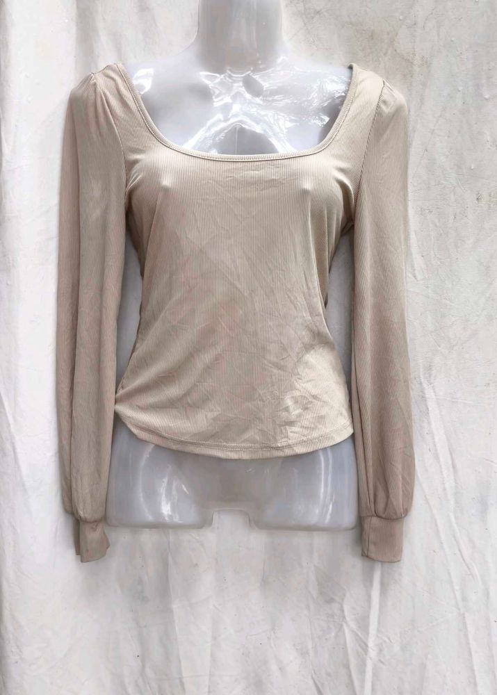 2210. Beige Square Neck Top