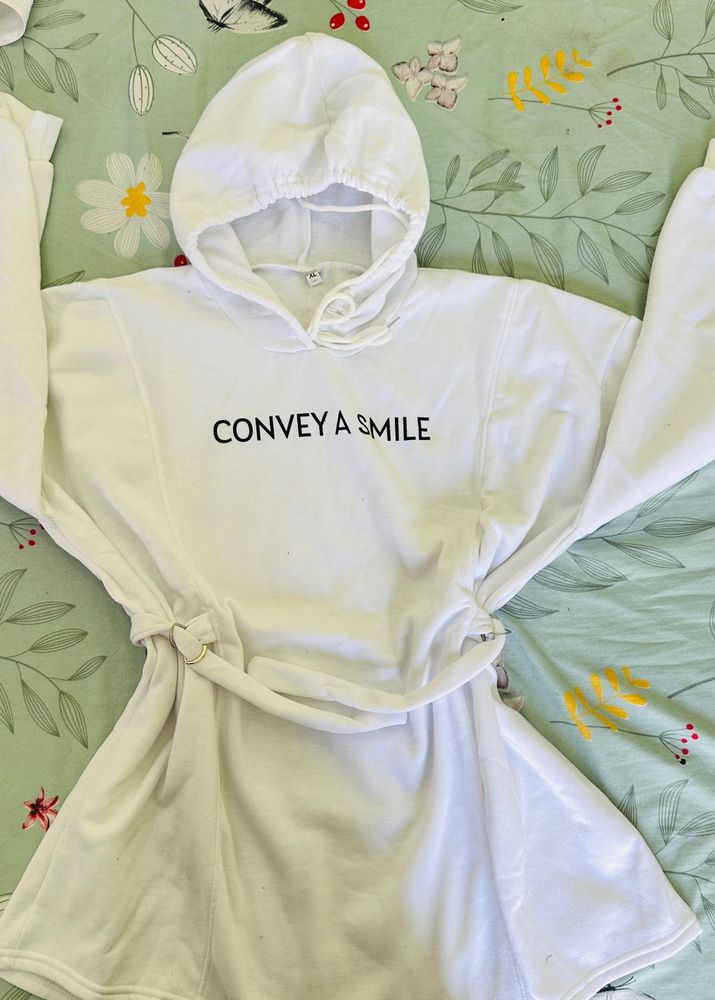 white hoodie dress