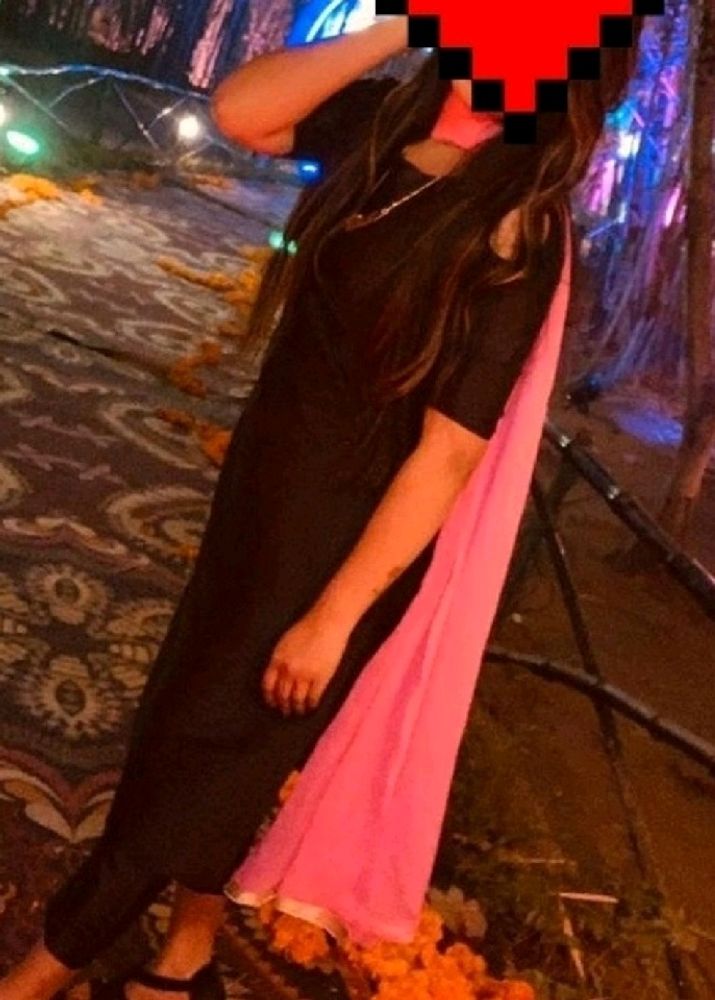 Black Suit With Pink Dupatta