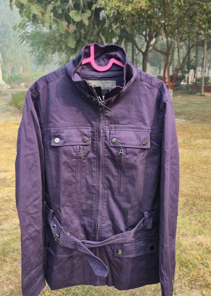 Zara Basic Collection Purple Jacket with Belt .