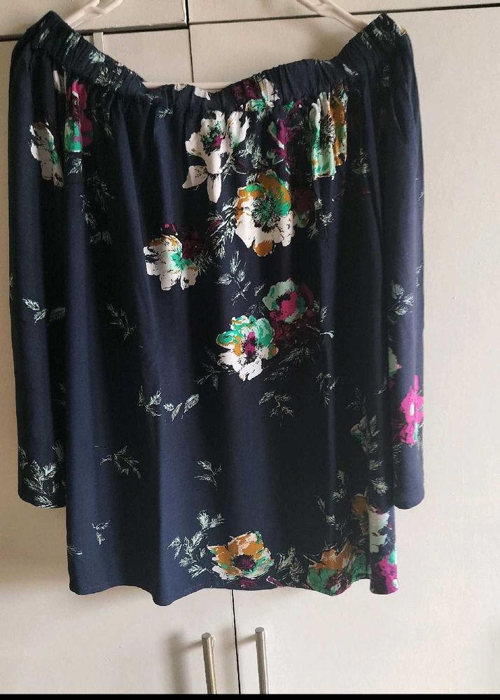 Navy Blue Floral Top Women.