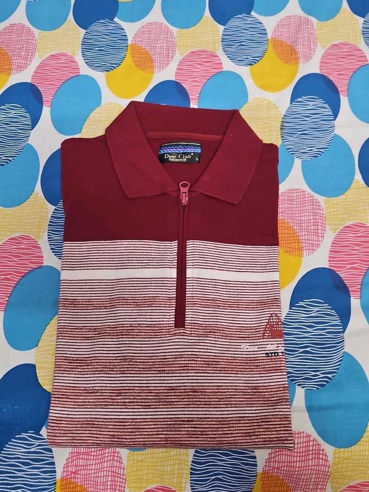 Striped Maroon Polo T-Shirt