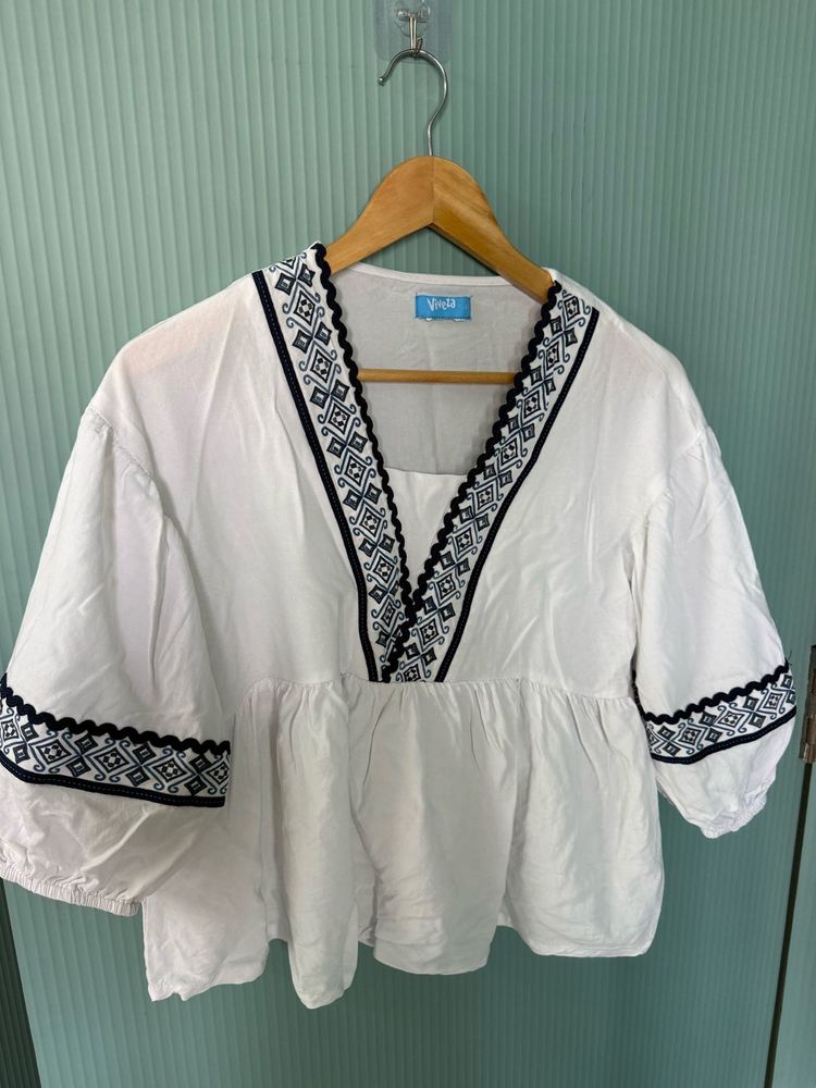 White Embroidered Top