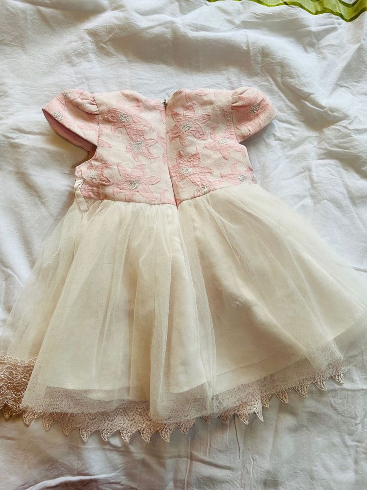 Elegant Pink &amp; Cream Tulle Dress