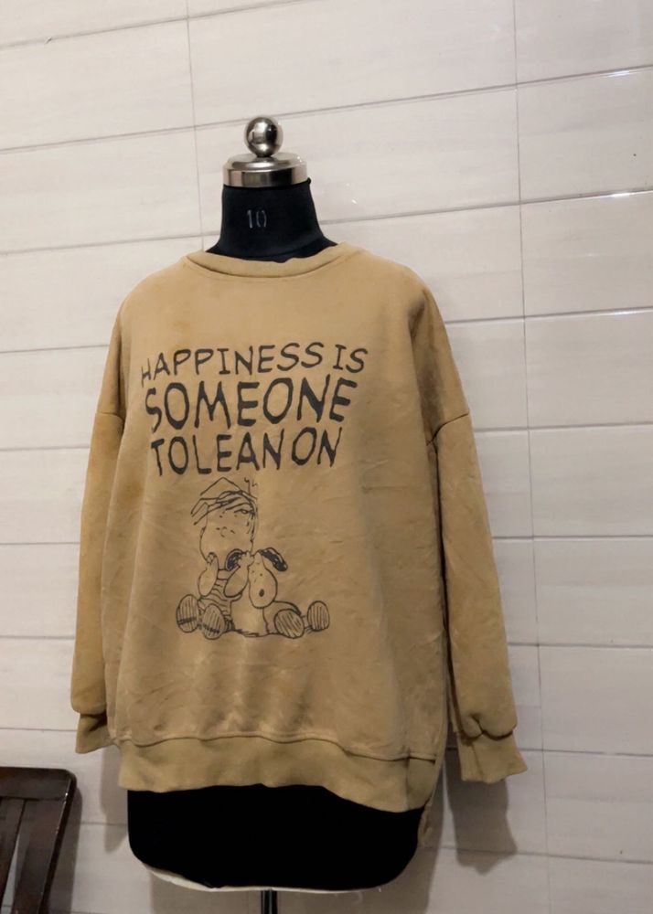 Oversized korean Pintresty brown velvet sweatshirt