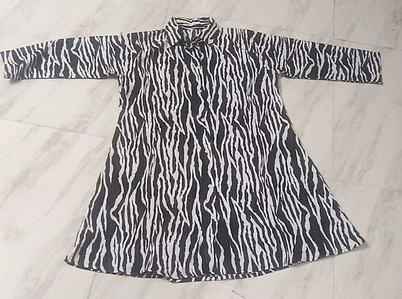 Zebra Print Shirt Dress